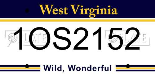 1OS2152 West Virginia License Plate