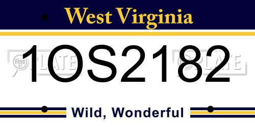 1OS2182 West Virginia License Plate