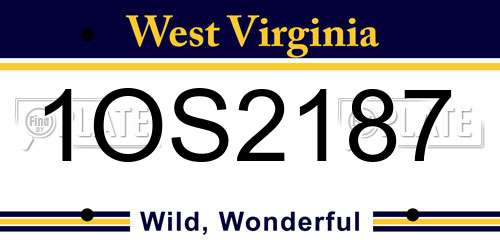 1OS2187 West Virginia License Plate
