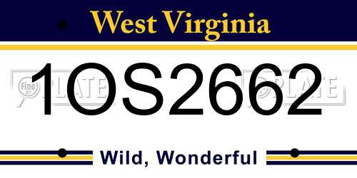 1OS2662 West Virginia License Plate