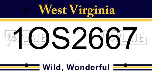 1OS2667 West Virginia License Plate