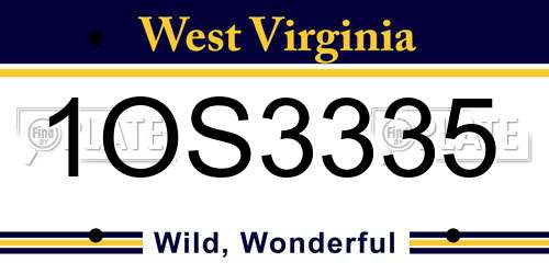 1OS3335 West Virginia License Plate