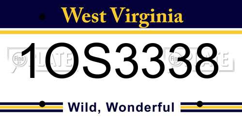 1OS3338 West Virginia License Plate