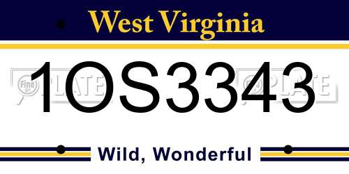 1OS3343 West Virginia License Plate