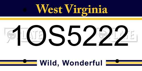 1OS5222 West Virginia License Plate