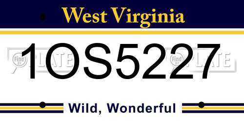 1OS5227 West Virginia License Plate