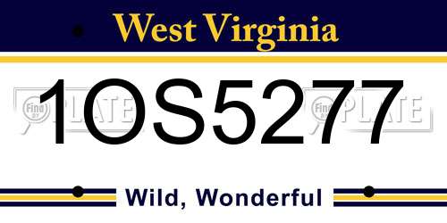 1OS5277 West Virginia License Plate