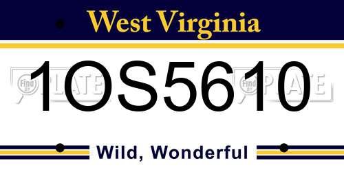 1OS5610 West Virginia License Plate