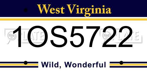1OS5722 West Virginia License Plate