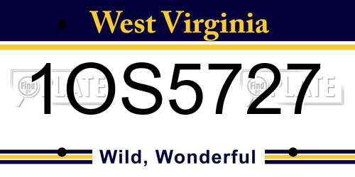 1OS5727 West Virginia License Plate