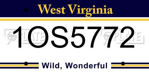 1OS5772 West Virginia License Plate