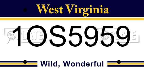 1OS5959 West Virginia License Plate