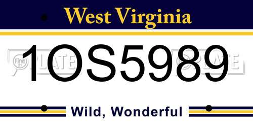 1OS5989 West Virginia License Plate