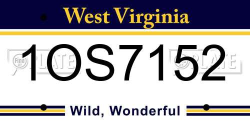 1OS7152 West Virginia License Plate