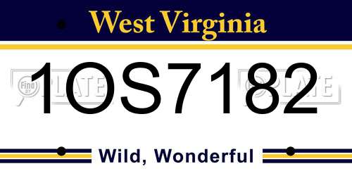 1OS7182 West Virginia License Plate