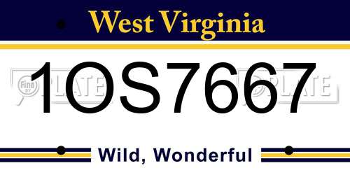 1OS7667 West Virginia License Plate