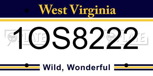 1OS8222 West Virginia License Plate