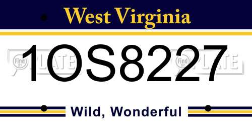 1OS8227 West Virginia License Plate