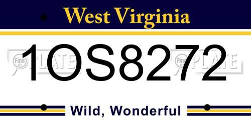 1OS8272 West Virginia License Plate