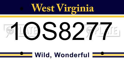 1OS8277 West Virginia License Plate