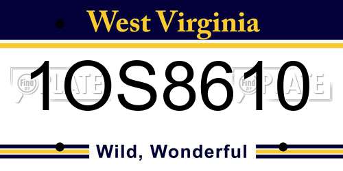 1OS8610 West Virginia License Plate
