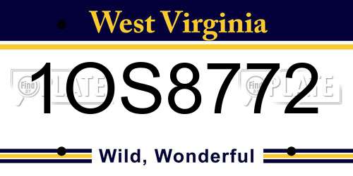 1OS8772 West Virginia License Plate