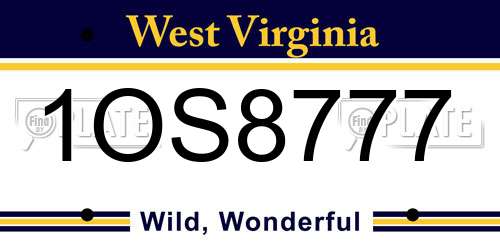 1OS8777 West Virginia License Plate