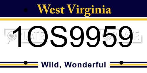 1OS9959 West Virginia License Plate