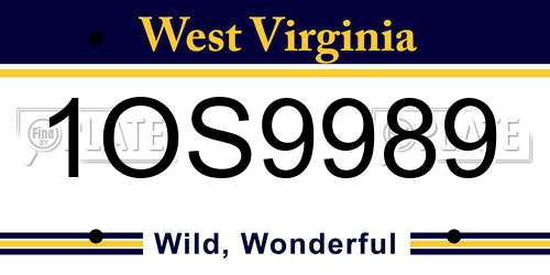1OS9989 West Virginia License Plate