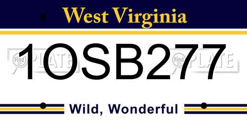 1OSB277 West Virginia License Plate