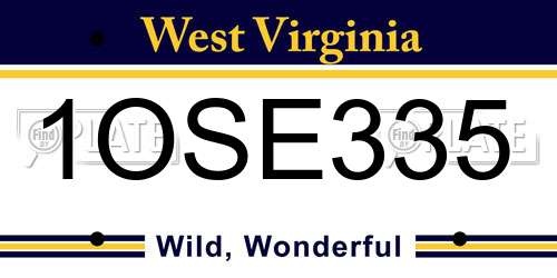 1OSE335 West Virginia License Plate
