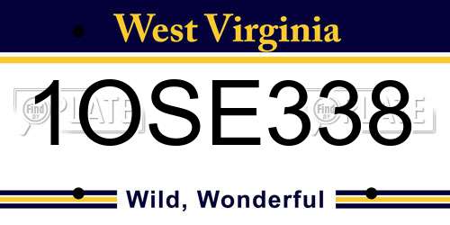 1OSE338 West Virginia License Plate