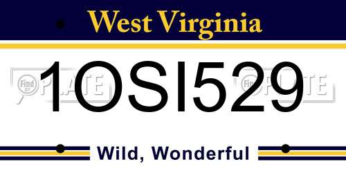 1OSI529 West Virginia License Plate