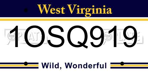 1OSQ919 West Virginia License Plate