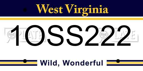 1OSS222 West Virginia License Plate
