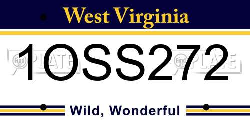 1OSS272 West Virginia License Plate