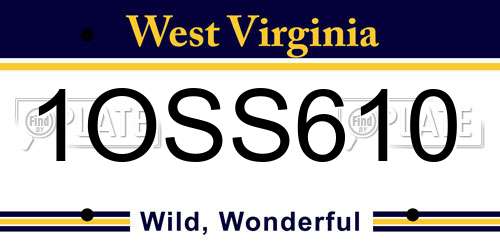 1OSS610 West Virginia License Plate