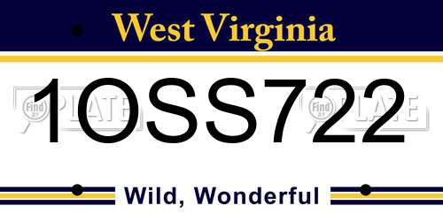 1OSS722 West Virginia License Plate