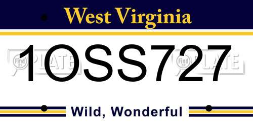 1OSS727 West Virginia License Plate