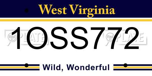 1OSS772 West Virginia License Plate