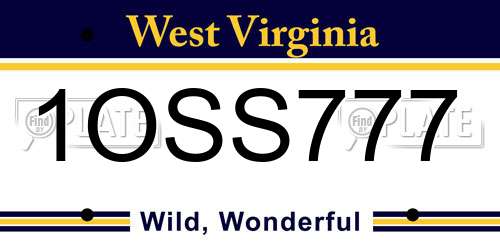 1OSS777 West Virginia License Plate
