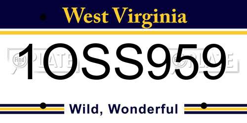 1OSS959 West Virginia License Plate