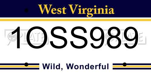 1OSS989 West Virginia License Plate