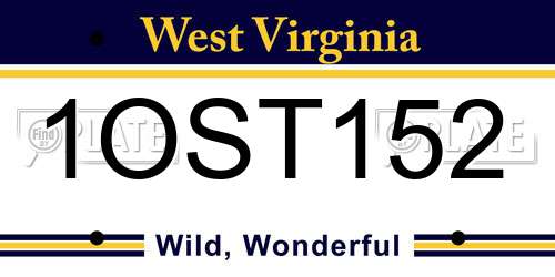 1OST152 West Virginia License Plate