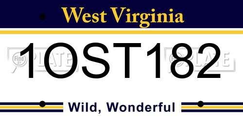 1OST182 West Virginia License Plate