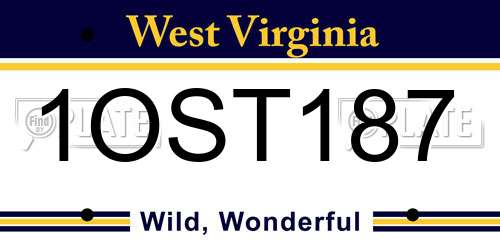 1OST187 West Virginia License Plate