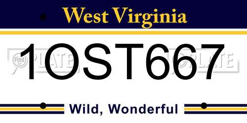 1OST667 West Virginia License Plate