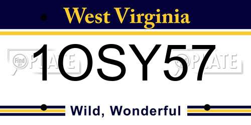 1OSY57 West Virginia License Plate
