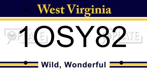 1OSY82 West Virginia License Plate