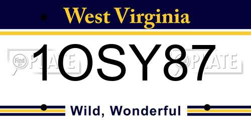 1OSY87 West Virginia License Plate
